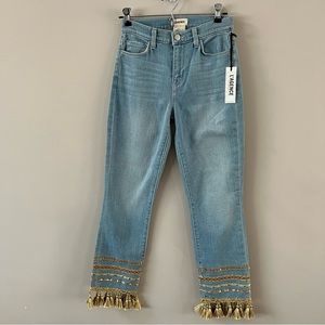 L'agence sada high rise slim tassel hem cropped jeans ladies size 25 light blue